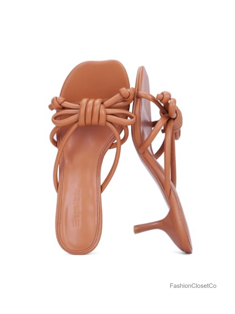 Luxury Kitten Heel Mule Sandals Open Toe Square Toe Slip On Comfortable
